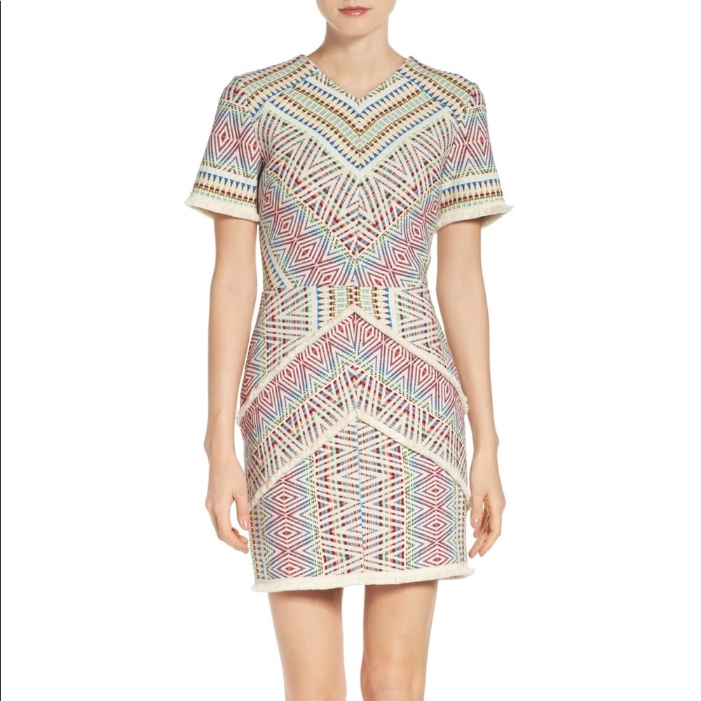 Adelyn Rea Geometric Jacquard Embroidered Dress
